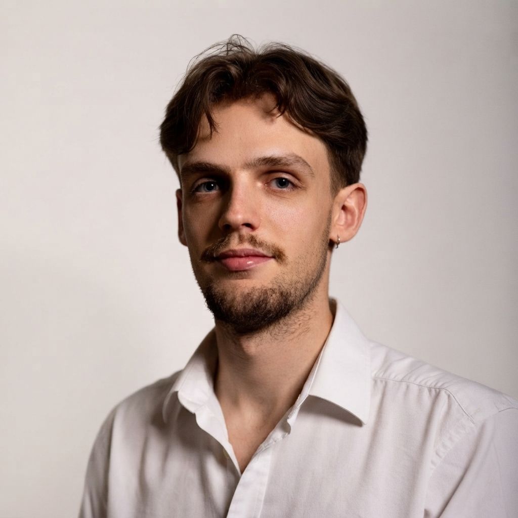 Portrait de Jérémy Lepetit, en chemise blanche.
